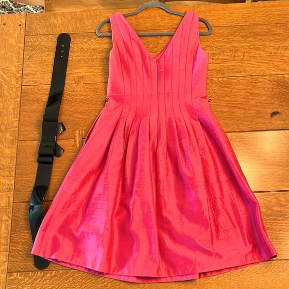 Kay Unger silk cocktail dress with belt (pink, size 4) - Picture 9 of 15